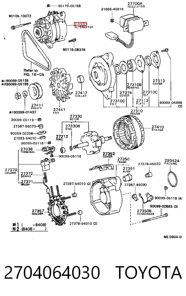 Gerador 2704064030 Toyota