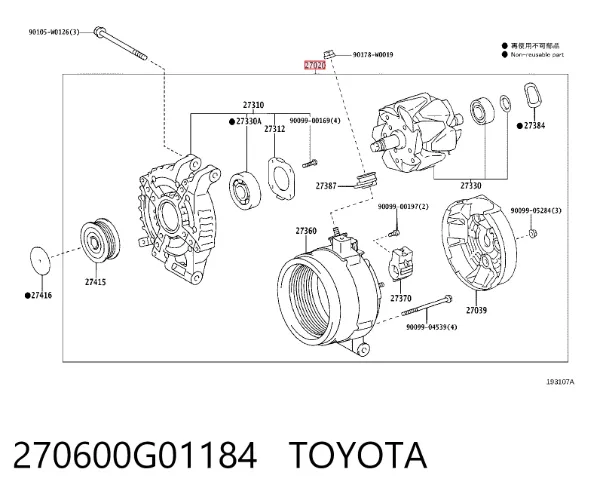 Gerador 270600G01184 Toyota