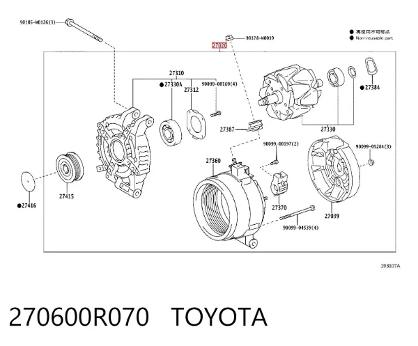 Gerador 270600R070 Toyota