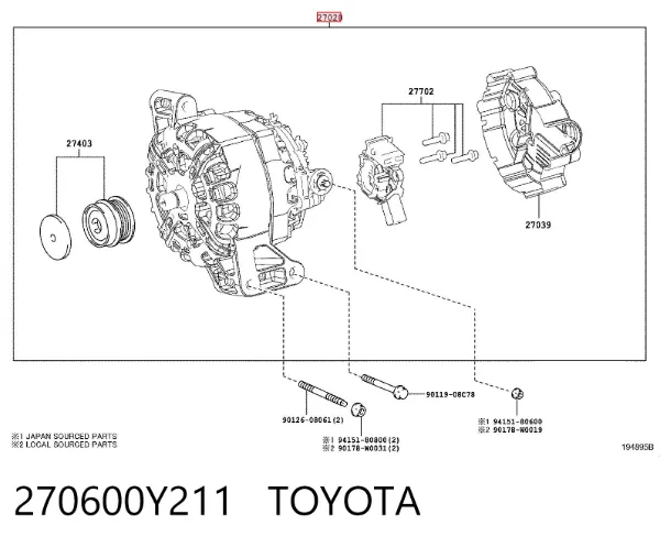 Gerador 270600Y211 Toyota