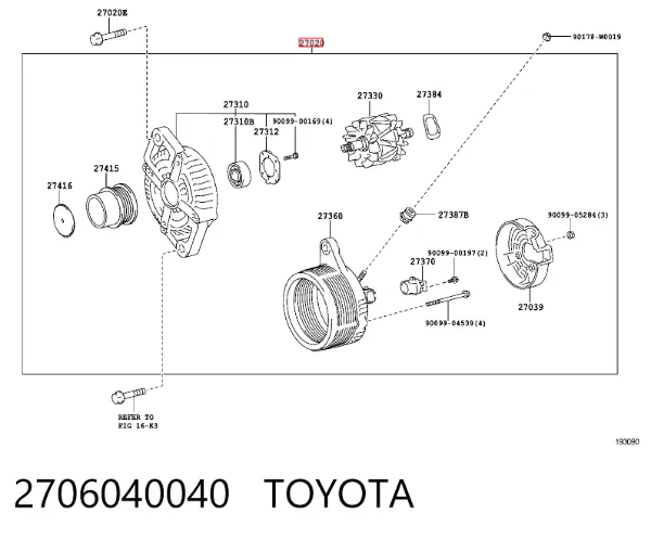 Gerador 2706040040 Toyota