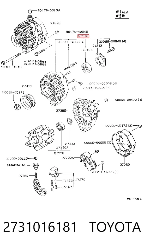 Bobina de ignição 2731016181 Toyota