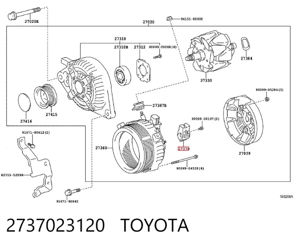 Porta-escovas do gerador 2737023120 Toyota