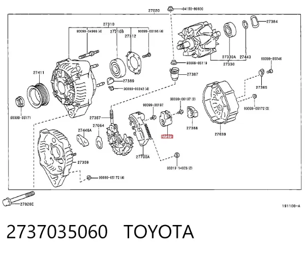 Porta-escovas do gerador 2737035060 Toyota