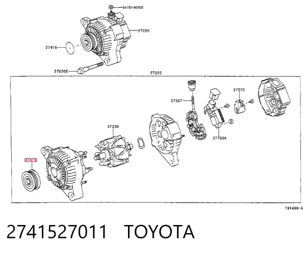 Polia do gerador 2741527011 Toyota