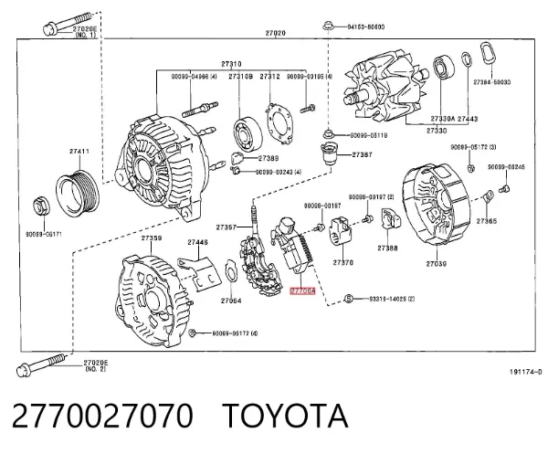 Relê-regulador do gerador (relê de carregamento) 2770027070 Toyota