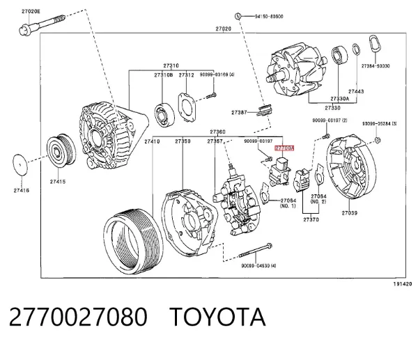 Relê-regulador do gerador (relê de carregamento) 2770027080 Toyota