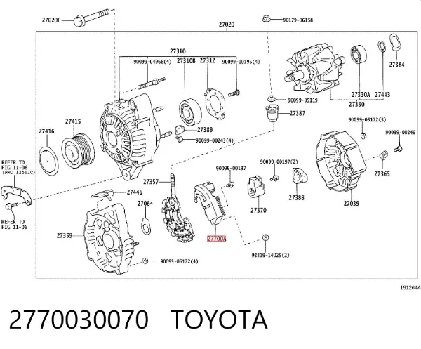 Relê-regulador do gerador (relê de carregamento) 2770030070 Toyota