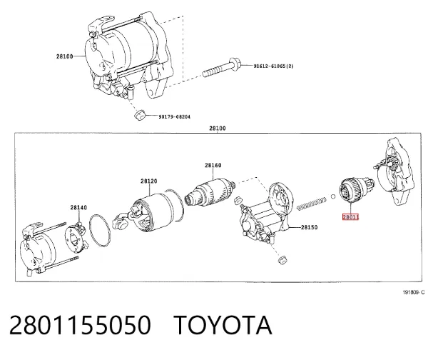 Roda-livre do motor de arranco 2801155050 Toyota