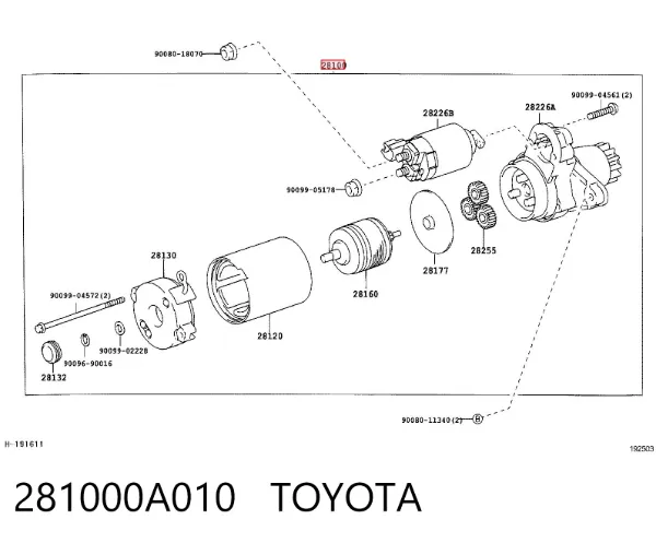 Motor de arranco 281000A010 Toyota