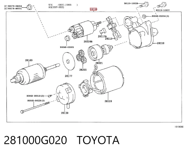 Motor de arranco 281000G020 Toyota