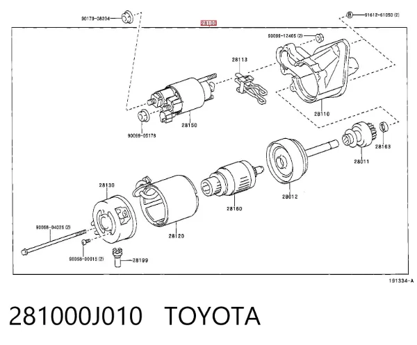 Motor de arranco 281000J010 Toyota
