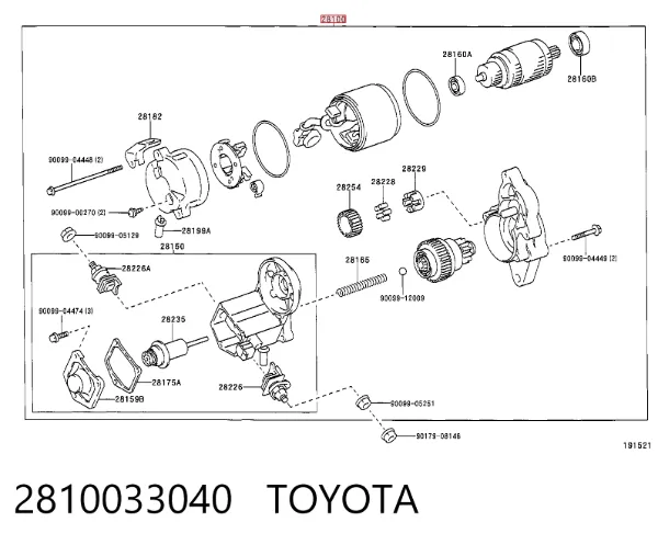 Motor de arranco 2810033040 Toyota