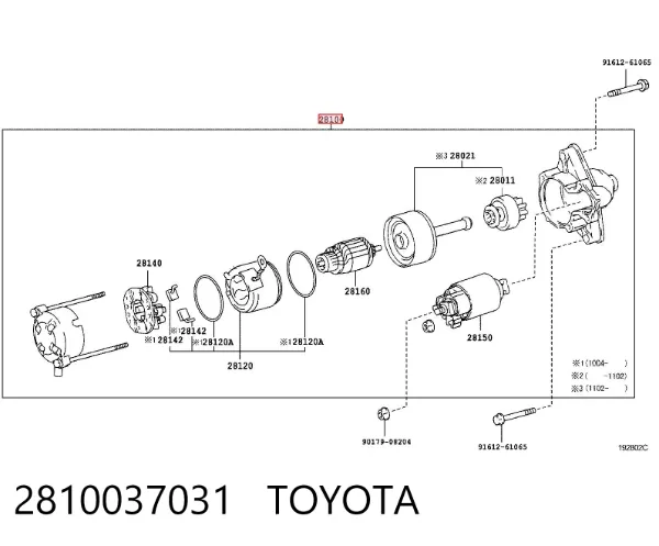 Motor de arranco 2810037031 Toyota