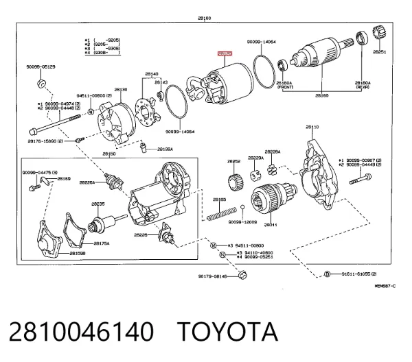 Motor de arranco 2810046140 Toyota