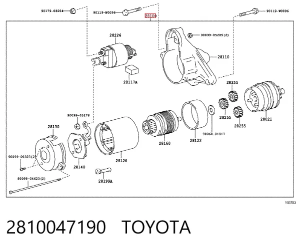 Motor de arranco 2810047190 Toyota