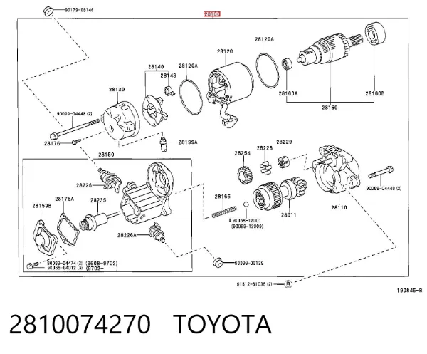 Motor de arranco 2810074270 Toyota