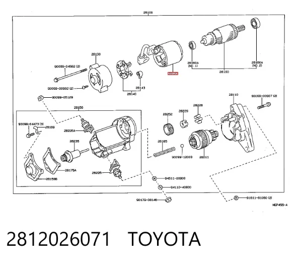 Enrolamento do motor de arranco, estator 2812026071 Toyota