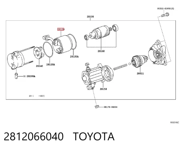 Enrolamento do motor de arranco, estator 2812066040 Toyota
