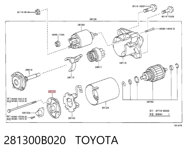 Tampa traseira do motor de arranco 281300B020 Toyota