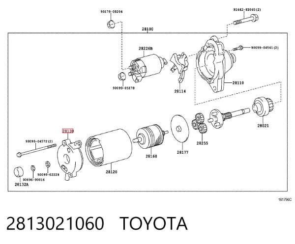 Porta-escovas do motor de arranco 2813021060 Toyota
