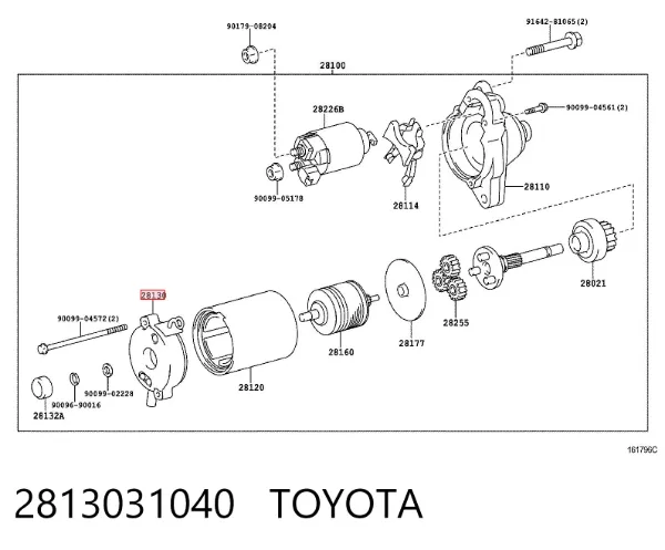 Porta-escovas do motor de arranco 2813031040 Toyota