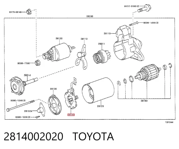 Porta-escovas do motor de arranco 2814002020 Toyota