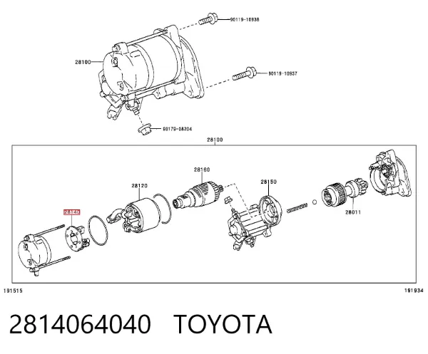 Escova do motor de arranco 2814064040 Toyota