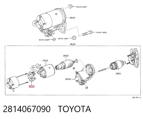 Escova do motor de arranco 2814067090 Toyota
