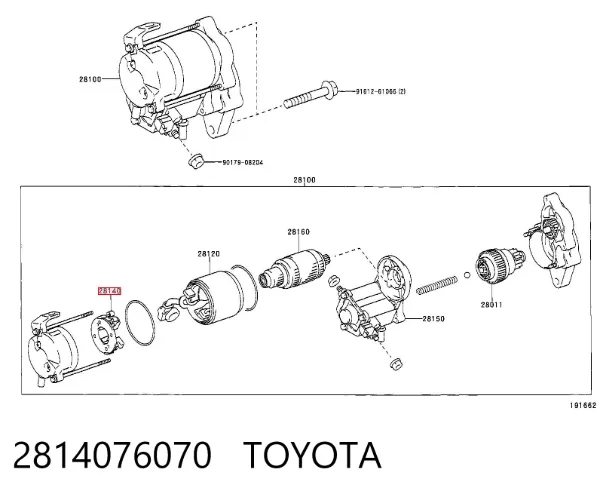 Porta-escovas do motor de arranco 2814076070 Toyota