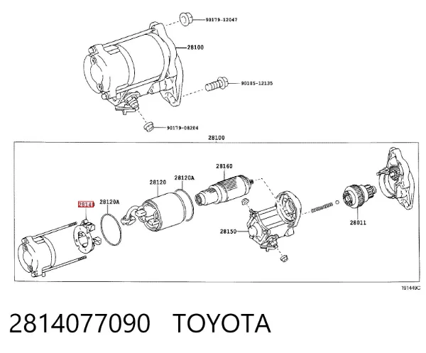 Escova do motor de arranco 2814077090 Toyota