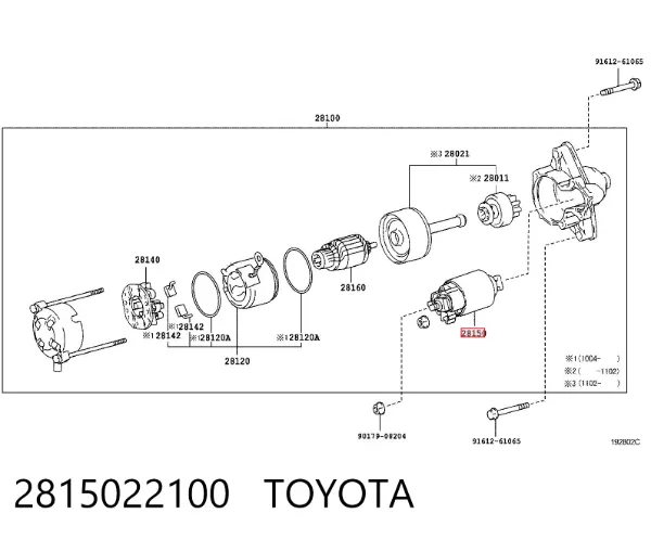 Relê retrator do motor de arranco 2815022100 Toyota