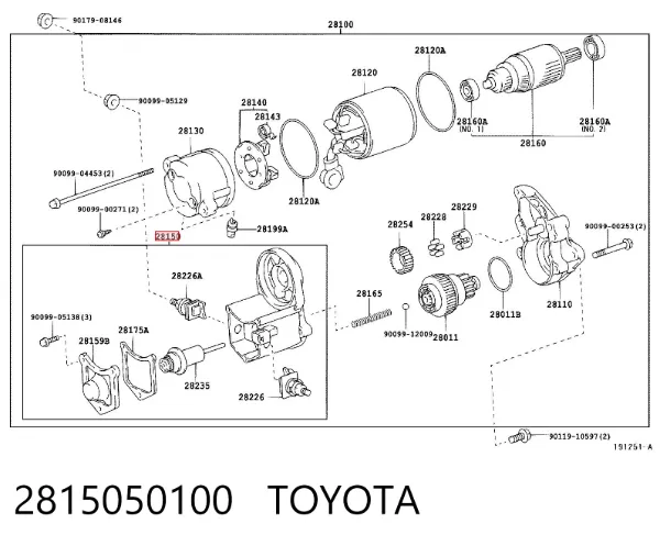 Relê retrator do motor de arranco 2815050100 Toyota