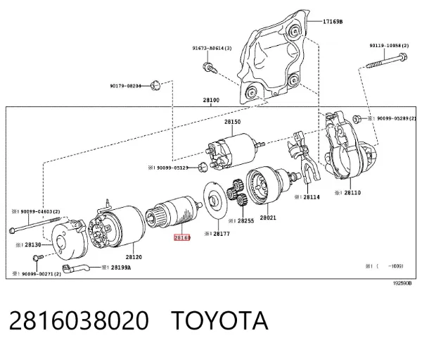 Induzido (rotor) do motor de arranco 2816038020 Toyota