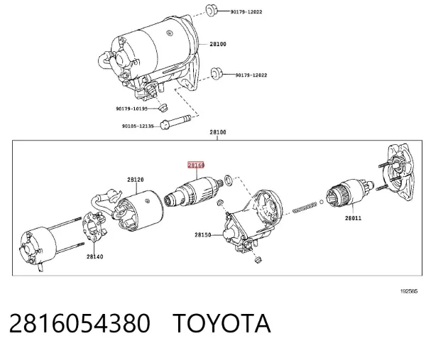 Induzido (rotor) do motor de arranco 2816054380 Toyota