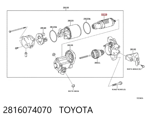 Induzido (rotor) do motor de arranco 2816074070 Toyota