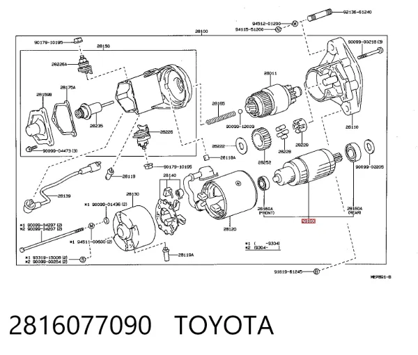 Induzido (rotor) do motor de arranco 2816077090 Toyota