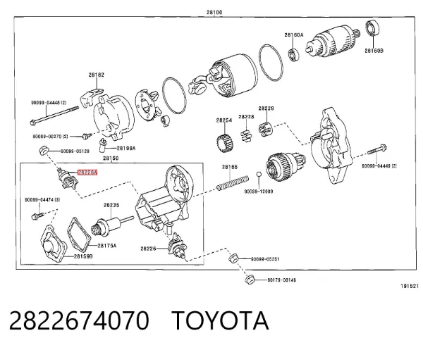 Kit de reparação do relê de tração do motor de arranco 2822674070 Toyota