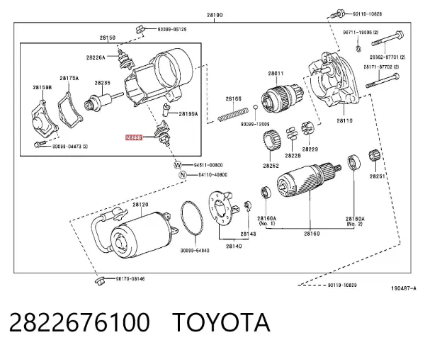 Kit de reparação do relê de tração do motor de arranco 2822676100 Toyota