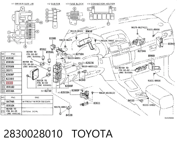 Relê do motor de arranco 2830028010 Toyota