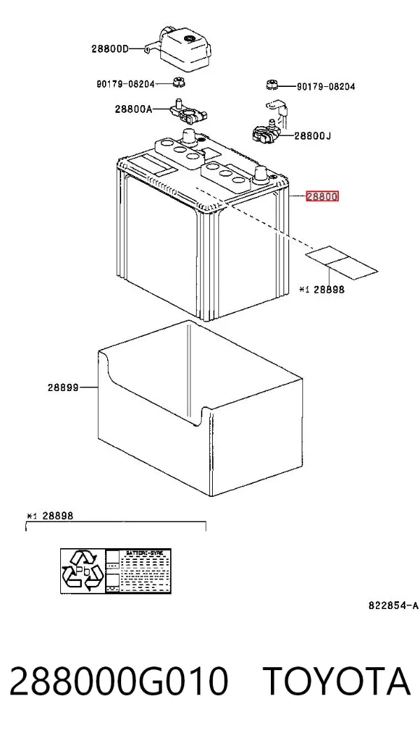 Bateria recarregável (PILHA) 288000G010 Toyota
