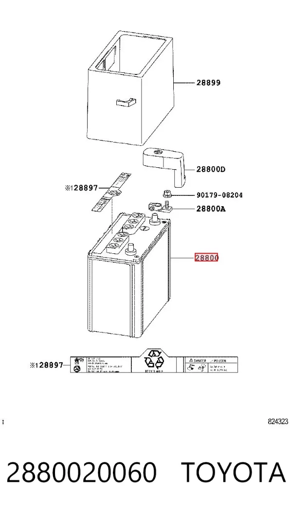 Bateria recarregável (PILHA) 2880020060 Toyota
