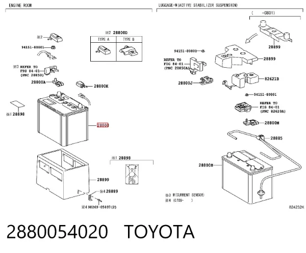Bateria recarregável (PILHA) 2880054020 Toyota