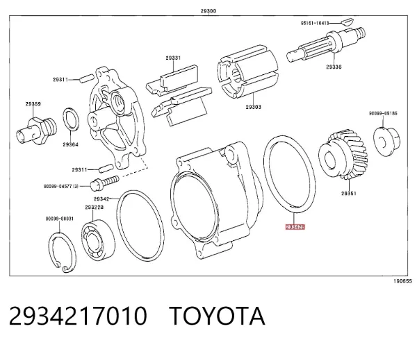 Vedação do gerador 2934217010 Toyota