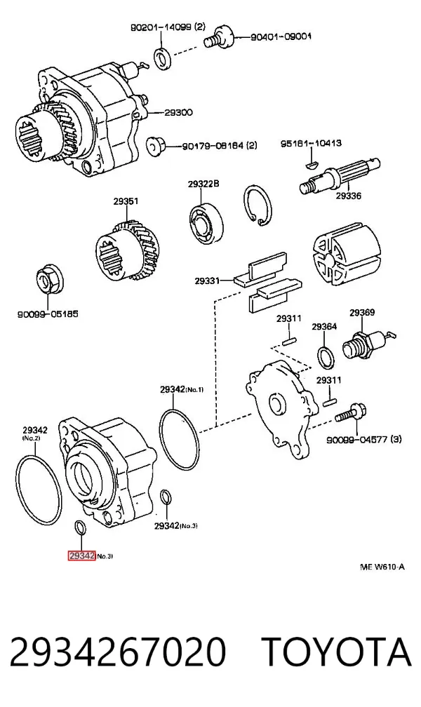 Vedante de bomba de óleo 2934267020 Toyota