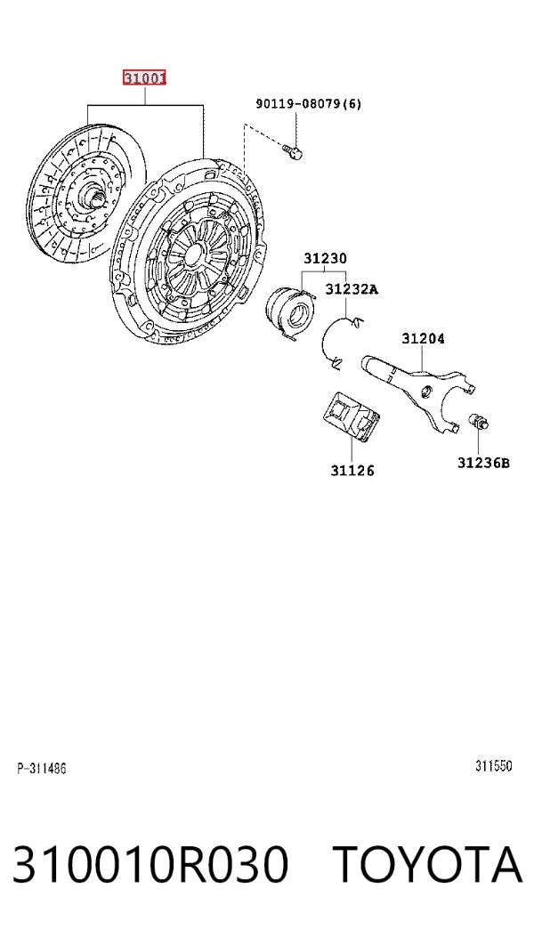 Kit de embraiagem (3 peças) 310010R030 Toyota
