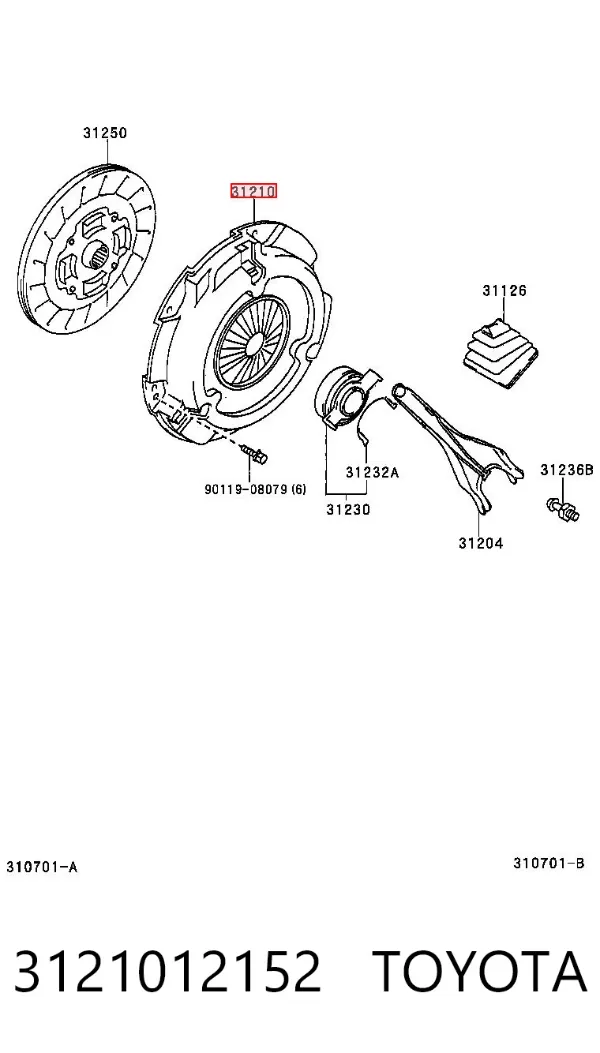 Cesta de embraiagem 3121012152 Toyota