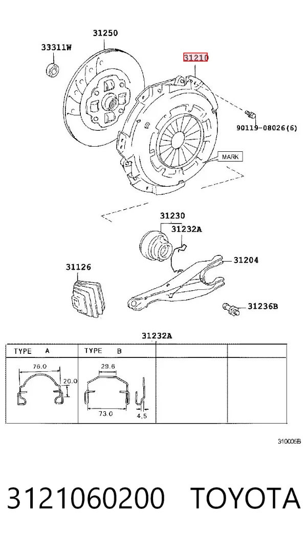 Cesta de embraiagem 3121060200 Toyota
