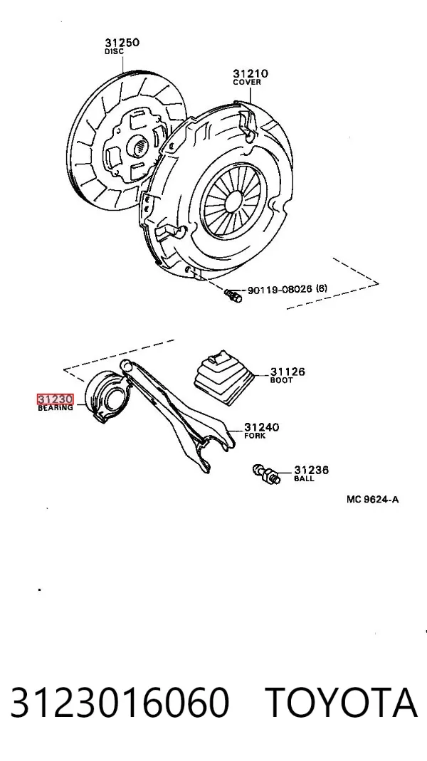 Rolamento de liberação de embraiagem 3123016060 Toyota