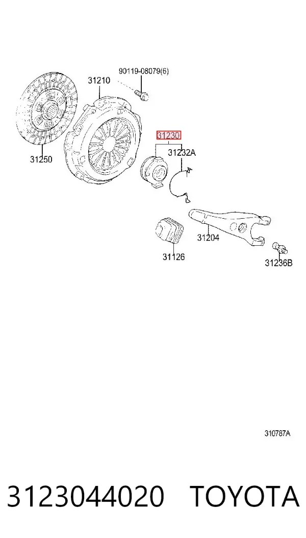 Rolamento de liberação de embraiagem 3123044020 Toyota